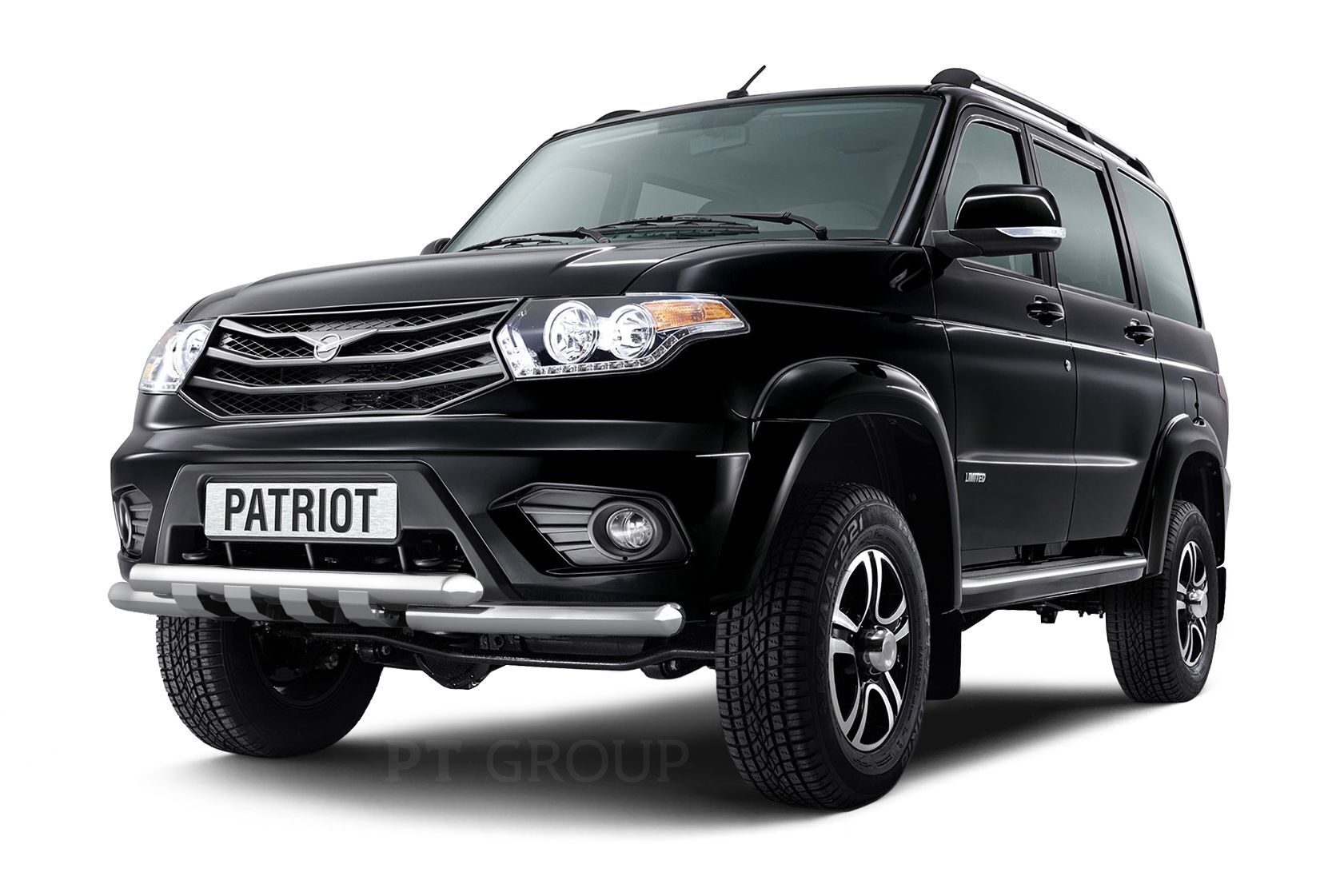 Купить защиту переднего бампера двойная с клыками UAZ Patriot 2014